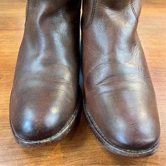 Frye Melissa Button Brown Leather Boots Size 8.5 Style 77168 Extended Calf - Picture 2 of 16
